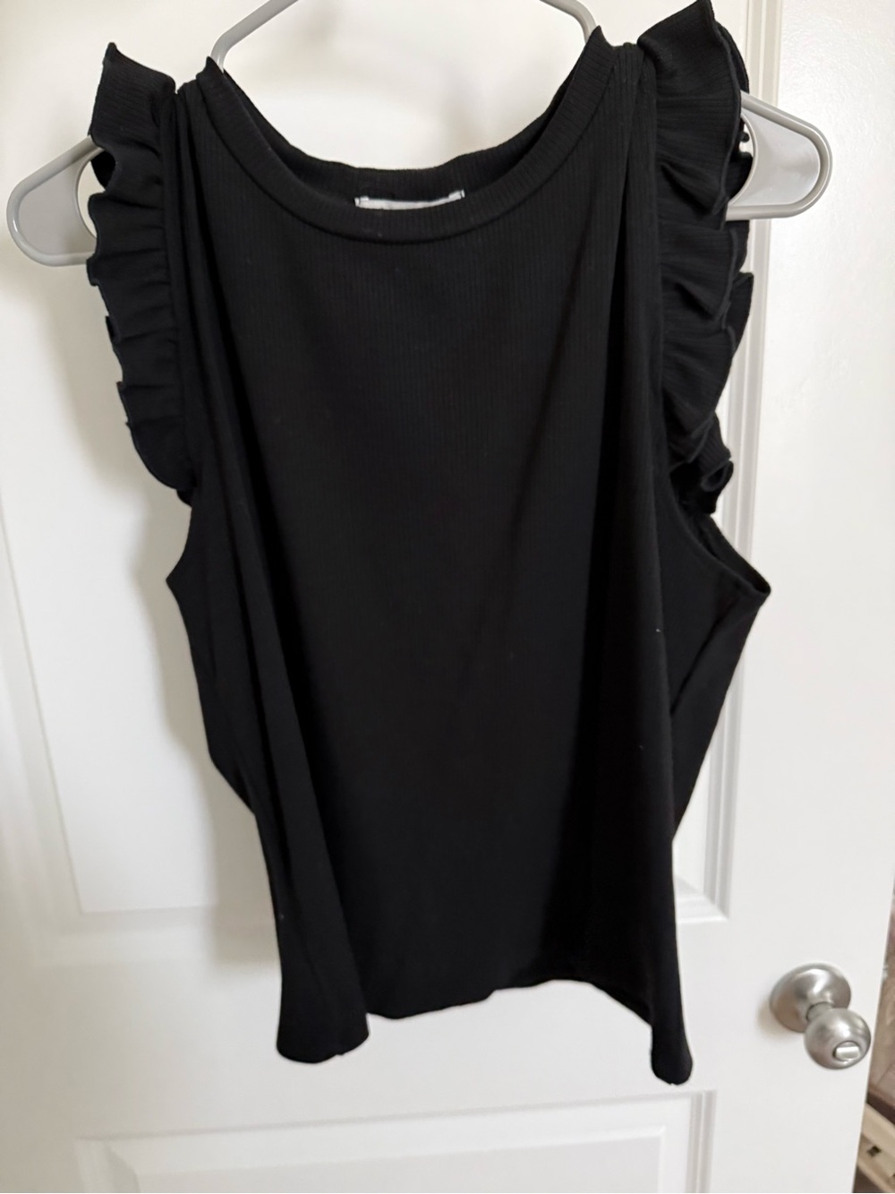 Francesca's Black Ruffle Shoulder Tank - Picture 2 of 3
